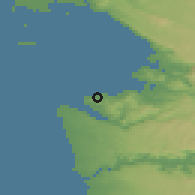 Shaded relief of the 51 km around Strunjan, drawn from the GMTED2010 grid