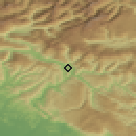 Shaded relief of the 51 km around Tolmin, drawn from the GMTED2010 grid