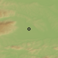 Shaded relief of the 51 km around Trniče, drawn from the GMTED2010 grid