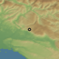 Shaded relief of the 51 km around Trnovo, drawn from the GMTED2010 grid