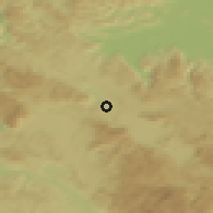 Shaded relief of the 51 km around Unec, drawn from the GMTED2010 grid