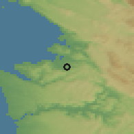 Shaded relief of the 51 km around Vanganel, drawn from the GMTED2010 grid
