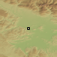 Shaded relief of the 51 km around Vaše, drawn from the GMTED2010 grid