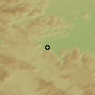 Shaded relief of the 51 km around Verd, drawn from the GMTED2010 grid