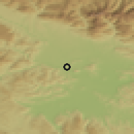 Shaded relief of the 51 km around Verje, drawn from the GMTED2010 grid