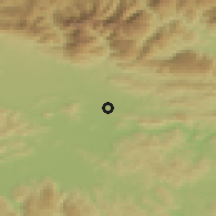 Shaded relief of the 51 km around Vir, drawn from the GMTED2010 grid