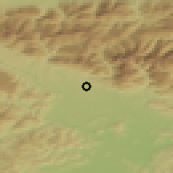 Shaded relief of the 51 km around Visoko, drawn from the GMTED2010 grid