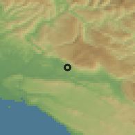 Shaded relief of the 51 km around Vitovlje, drawn from the GMTED2010 grid