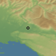 Shaded relief of the 51 km around Vogrsko, drawn from the GMTED2010 grid