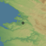Shaded relief of the 51 km around Čežarji, drawn from the GMTED2010 grid