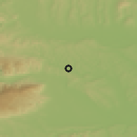 Shaded relief of the 51 km around Vosek, drawn from the GMTED2010 grid
