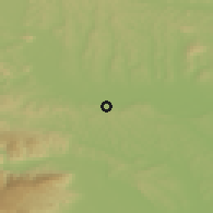 Shaded relief of the 51 km around Vranji Vrh, drawn from the GMTED2010 grid