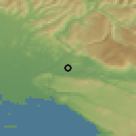 Shaded relief of the 51 km around Vrtojba, drawn from the GMTED2010 grid