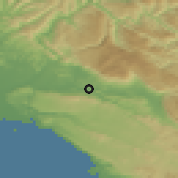 Shaded relief of the 51 km around Zalošče, drawn from the GMTED2010 grid