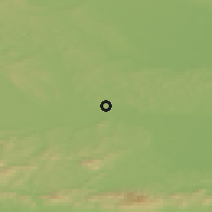 Shaded relief of the 51 km around Zamušani, drawn from the GMTED2010 grid