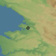 Shaded relief of the 51 km around Zgornje Škofije, drawn from the GMTED2010 grid