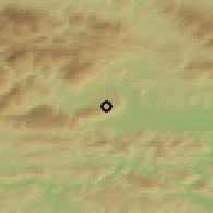 Shaded relief of the 51 km around Čreta, drawn from the GMTED2010 grid