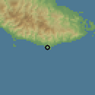Shaded relief of the 60 km around Sukiki, drawn from the GMTED2010 grid