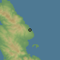 Shaded relief of the 60 km around Gagalu, drawn from the GMTED2010 grid