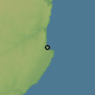 Shaded relief of the 60 km around Bandarbeyla, drawn from the GMTED2010 grid