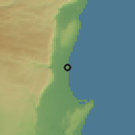 Shaded relief of the 60 km around Bargaal, drawn from the GMTED2010 grid