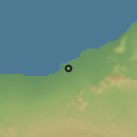 Shaded relief of the 60 km around Berbera, drawn from the GMTED2010 grid