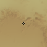 Shaded relief of the 60 km around Ceelal, drawn from the GMTED2010 grid