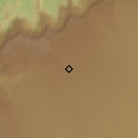 Shaded relief of the 60 km around Ceerigaabo, drawn from the GMTED2010 grid