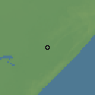 Shaded relief of the 60 km around Jamaame, drawn from the GMTED2010 grid
