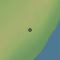 Shaded relief of the 60 km around Xarardheere, drawn from the GMTED2010 grid