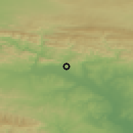 Shaded relief of the 55 km around Kirkwood, drawn from the GMTED2010 grid