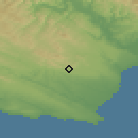 Shaded relief of the 55 km around Kruisfontein, drawn from the GMTED2010 grid