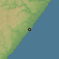 Shaded relief of the 56 km around Margate, drawn from the GMTED2010 grid