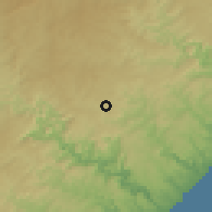 Shaded relief of the 56 km around Ngcobo, drawn from the GMTED2010 grid