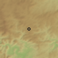 Shaded relief of the 57 km around Nkandla, drawn from the GMTED2010 grid