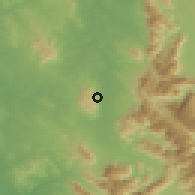 Shaded relief of the 55 km around Paarl, drawn from the GMTED2010 grid