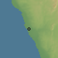 Shaded relief of the 57 km around Port Nolloth, drawn from the GMTED2010 grid