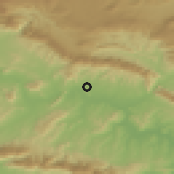 Shaded relief of the 55 km around Robertson, drawn from the GMTED2010 grid