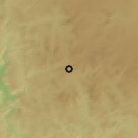 Shaded relief of the 56 km around Springbok, drawn from the GMTED2010 grid