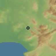 Shaded relief of the 55 km around Stellenbosch, drawn from the GMTED2010 grid