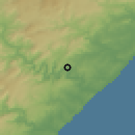 Shaded relief of the 57 km around Sundumbili, drawn from the GMTED2010 grid