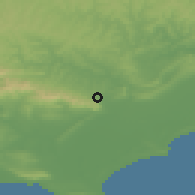 Shaded relief of the 55 km around Bredasdorp, drawn from the GMTED2010 grid