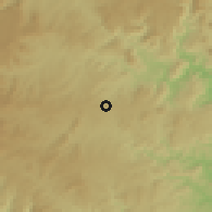 Shaded relief of the 56 km around Camperdown, drawn from the GMTED2010 grid