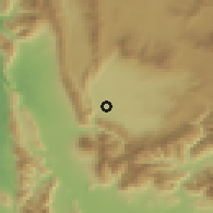 Shaded relief of the 55 km around Ceres, drawn from the GMTED2010 grid