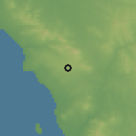 Shaded relief of the 55 km around Atlantis, drawn from the GMTED2010 grid