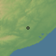 Shaded relief of the 57 km around Empangeni, drawn from the GMTED2010 grid