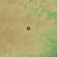 Shaded relief of the 56 km around Epumalanga, drawn from the GMTED2010 grid
