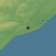 Shaded relief of the 57 km around Esikhawini, drawn from the GMTED2010 grid