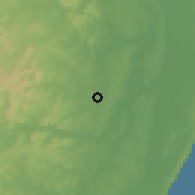 Shaded relief of the 57 km around Hluhluwe, drawn from the GMTED2010 grid