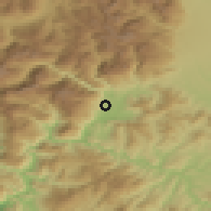 Shaded relief of the 52 km around Bajram Curri, drawn from the GMTED2010 grid